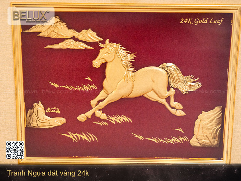 Tranh Ngựa dát vàng 24k (25x30)– Biểu tượng của sức mạnh, thành công và may mắn